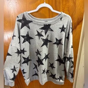 Gray Star Patterned Women's Sweater